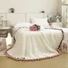 Manta artesanal de flor de rosa, manta de buquê de flores, manta de tricô pronta, xale, capa de sofá, manta para cochilo, manta decorativa para ar condicionado