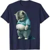 Camisetas de Algodão com Estampa de Gato Gordo Engraçado Fofo Masculinas Femininas Gola O