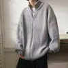 Cárdigan de Punto para Hombre Primavera y Otoño Estilo Japonés Retro Estilo Holgado Perezoso Prendas de Punto Exteriores Chaqueta de Punto con Cremallera para Hombre