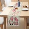 Nuevo camino de mesa navideño de lino estampado transfronterizo, mantel de restaurante occidental, mesa de comedor nórdica, camino de mesa navideño con muñeco de nieve