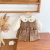 Versão Coreana Ins Conjunto Popular de Duas Peças para Meninas Outono Moda com Babados Bordado Vestido Regata Estilo Floresta Vestido de Menina