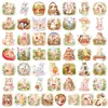 50 Pegatinas Acuarela de Sanación Transfronteriza de Gato Fresa y Conejo Pintadas a Mano para Journaling y Decoración de Tabletas Al Por Mayor