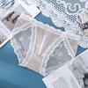 Calcinha de renda de cetim de alta qualidade feminina sexy seda algodão virilha leve luxo confortável alta elasticidade calcinhas femininas cintura média