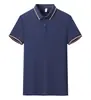 Camisas Polo de Tamanho Grande com Impressão de Logo Personalizado, Roupa de Trabalho de Seda de Gelo e Algodão de Verão Transfronteiriça, Roupa de Trabalho para Equipe, Camisetas de Manga Curta Feitas Sob Medida