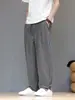 Pantalones de lino a rayas verticales para hombre, estilo fino de verano, pantalones casuales de algodón y lino estilo chino, talla grande, pantalones tipo harén rectos holgados