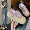Los Zapatos Blancos Más Fáciles de Combinar con Suela Gruesa, de Una Sola Pierna, de Doble Uso para Mujer, Nuevos Sneakers Casuales Retro Transpirables de Suela Suave, Primavera y Otoño 2024