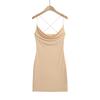 DS24199-24 Verão Novo Estilo Americano Pure Desire Estilo Sexy Saia Quadril Super Macio Brilhante Vestido Gola Swing