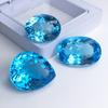 Topacio Azul Suizo Brasil gran quilate piedra suelta anillo colgante de oro de 18K para mujer gema natural soporte 3 Joyas