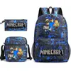 Mi mochila escolar mundial de tres piezas con estampado, gran capacidad, bolsa de lona para computadora para exteriores para estudiantes de secundaria