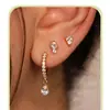 Amazon Transfronterizo Nuevo Set de Pendientes Mult piezas con Circonita Incrustada en Cobre, Pendientes de Forma de Lágrima Modernos y Elegantes para Mujer, Adecuados para el Uso Diario