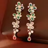 Brincos de flor com pingente de borla em prata vintage, luxo leve, de alta qualidade, nicho, brincos requintados para mulheres