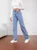 Comércio Exterior Transfronteiriço Roupas Femininas Novo Estilo Europeu e Americano Jeans Lavado Feminino Moda Outono e Inverno 2025 Calças Retas Largas Atacado