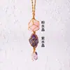 Colgante de cristal natural de piedra de cristal de color púrpura y amarillo, tejido a mano, irregular, para coche, venta al por mayor