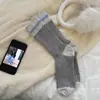 Calcetines para Mujer Engrosados Cálidos Estilo Coreano Ins Color de Contraste Hilo de Lana Mao Mao Punto Grueso Calcetines de Media Caña Acumulados