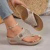 Sandalias casuales para mujer talla grande, nuevo estilo europeo y americano 2026, de suela plana, de suela gruesa, con tira entre los dedos, de tacón de cuña, cómodas, sandalias de color liso para mujer