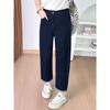 Pantalones Vaqueros Cropped de Cintura Alta Simples Casuales Delgados de Otoño para Mujer Talla Grande 100 kg para Mujeres Gorditas 7564