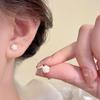 Aretes de perlas con aguja 925 para mujer, colgantes en la parte trasera, estilo ins, nuevo estilo caliente, modernos, lisos, circulares, nicho, aros para la oreja, venta al por mayor