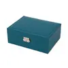 Caja de Joyería de Cuero de Doble Capa, Organizador de Anillos y Pendientes de Gran Capacidad, Nueva Caja de Joyería de Cuero PU de Color Sólido al por Mayor