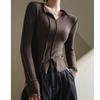 Camiseta de Fondo de Manga Larga con Cuello en V para Mujer, Nueva Ropa Interior Modal, Aspecto Adelgazante, de Alta Gama, Top Moderno y de Estilo Occidental