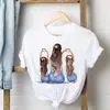 Dia das Mães mãe filha padrão casual casual manga curta masculina e feminina nova europeia e americana casual camiseta masculina Gola redonda