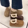 Zapatos de algodón cálidos de una pieza peludos gruesos de felpa sin cordones para mujer 2026 invierno nuevo suela gruesa completamente cerrados botas de nieve Birkenstock