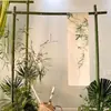 Decoração de Quadro de Bambu para Banquete de Casamento Tubo de Bambu Amarelo Quadro de Boas-Vindas Estilo Chinês Lótus Adereços para Celebração de Aniversário ao Ar Livre 38º Festival