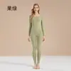 Conjunto de Algodón Puro para Mujer de Color Sólido Ropa de Otoño y Pantalones Capa Base Suéter 100% Algodón Chica Estudiante Ropa Interior Térmica Delgada Otoño e Invierno