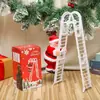 Papai Noel elétrico subindo escada com paraquedas, presente de Natal, brinquedo de Natal para vitrine