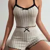 Pijama europeo y americano nuevo para mujer, shorts de tirantes de encaje sexy para mujer, conjunto sexy de encaje, se puede usar como ropa exterior, ropa de estar