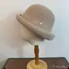 Sombrero Pequeño de Ala Enrollada Estilo Hepburn, Elegante Sombrero de Pescador Francés Retro de Lana para Mujer