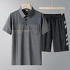 Traje casual de mediana edad Diyu Shenlong para hombre, camiseta de manga corta fina de verano, pantalones, ropa deportiva de seda de hielo para padre