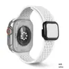 Adecuado para Correa de Apple iWatch, Estilo Perforado Nike Hebilla Plegable Cuadrada de Silicona Correa Deportiva Magnética S1-10