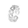 Anillo de cadena lateral de plata esterlina S925 con personalidad simple, estilo coreano, tejido hueco, anillo de comida abierto, venta al por mayor