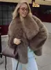 Roupas Femininas Transfronteiriças Europeias e Americanas Casaco de Pele Falsa de Raposa Estilo Regular Casaco de Pele Falsa Top