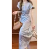 Vestido Jacquard de Viscose Novo Estilo Chinês com Senso de Design, Estilo Nacional, Slim Fit, Vestido Rosa, Tecido Transparente, Slim Fit