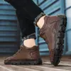Otoño e invierno 2024 comercio exterior transfronterizo talla grande de caña alta de algodón para hombre suelas cosidas a mano zapatos cálidos de ocio para exteriores