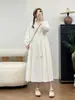 Vestido largo de manga larga con cuello en V, teñido anudado y bordado con borlas, estilo japonés, fresco y elegante, para mujer, casual de otoño, holgado