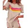 Amazon Best-Selling Transfronterizo Trajes Nuevos de Primavera y Verano para el Hogar para Mujer, Estilo Simple Europeo y Americano, Colores Contrastantes, Trajes Casuales de Moda para Mujer