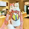 Copo Térmico Infantil Judy Nick, Modelo Novo, Copo com Canudo Estiloso para Meninas, Garrafa de Água com Alça Portátil, Especialmente Projetado para Alunos Indo para a Escola