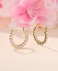 Pendientes de Aro Redondos con Circonita Estilo Ab Dorados Europeos y Americanos de Imitación Elegantes Moda Callejera Dulces y Frescos Versátiles