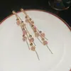 Brincos de Borboleta Rosa Doce com Franjas e Zircônia, Brincos de Luxo Leve e de Alta Qualidade, Brincos de Moda Europeus e Americanos Transfronteiriços para Mulheres Atacado