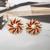 Pendientes vintage de mediados de la antigüedad para mujer, pendientes de girasol con esmalte vintage de alta calidad, pendientes antiguos de corte de moda