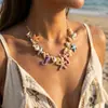 Colar de estrela-do-mar e concha estilo férias havaianas transfronteiriço europeu e americano para mulheres, pingente de cavalo-marinho, acessório de praia exagerado e único