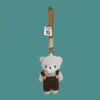 Macacão Fofo Urso Rosa Coelho Desenho Animado Boneca Pingente de Mochila Casal Chaveiro de Pelúcia Pequeno Presente