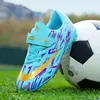 Chuteiras de futebol infantis transfronteiriças para meninos e meninas com fechos de velcro, travas TF, travas longas, tênis de treino para estudantes e jovens, chuteiras de competição