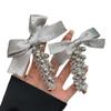 Cordón para Teléfono con Lazo de Plata y Perlas, Cuerda para el Cabello para la Parte Posterior de la Cabeza de Mujer, Cola de Caballo de Gama Alta, Trenza Burbuja, Goma para el Cabello, Lazo para el Cabello