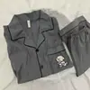 Pijama de Verano para Hombre, Shorts de Algodón Nube de Manga Corta, Cárdigan Simple de Color Sólido Bordado con Solapa, Conjunto de Ropa para el Hogar, Estilo Delgado