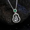 Colgante de calabaza de jade Shuimo natural en plata de ley 925, nuevo estilo chino, diseño de nicho nacional, exquisito, pequeño y ligero, accesorio de lujo para mujer.