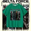 Nueva Camiseta de Verano Estilo Delta Action Estampado Algodón Holgada Cuello Redondo Manga Corta para Niños y Niñas