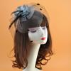 Europeu e americano vintage feito à mão flor noiva casamento malha cabelo ornamentos preto e branco vermelho olho véu headwear